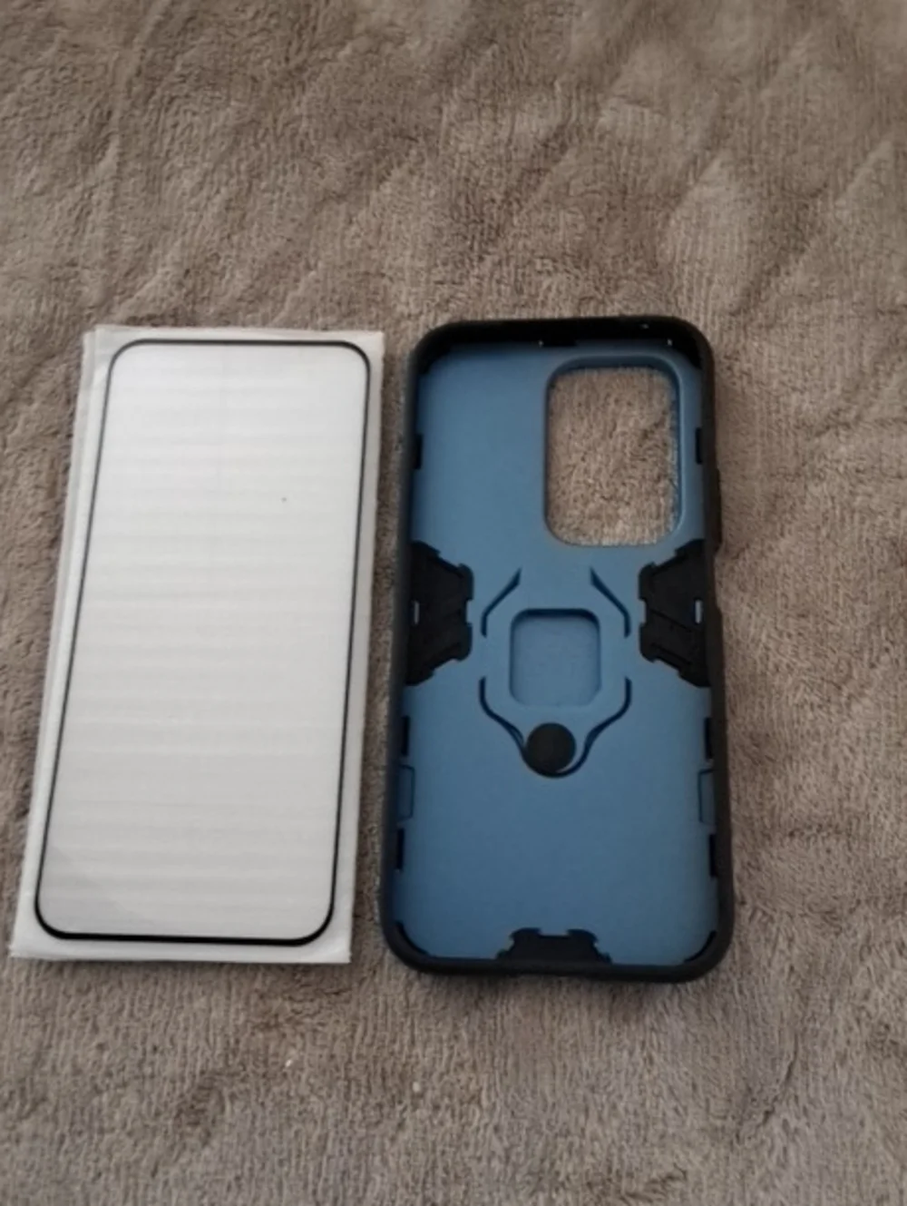Protective Dual-Layer Phone Case with Ring Holder -1 Blue and 1 Black